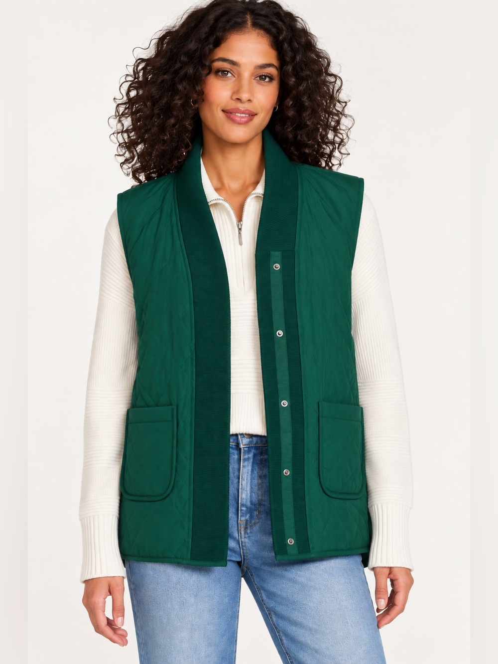 NWT Westbound Reversible V-Neck Open Front Vest Sherpa Plus Size 1X
